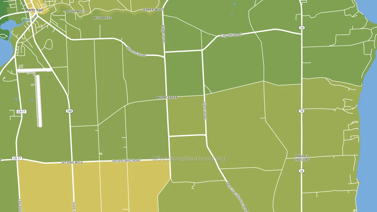 Milo Center, NY block-group voter-turnout map