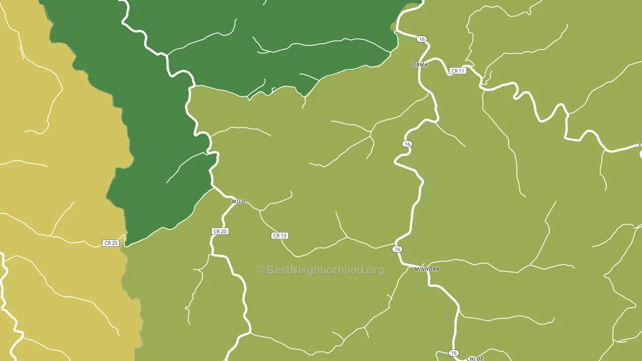 Milo, WV block-group voter-turnout map
