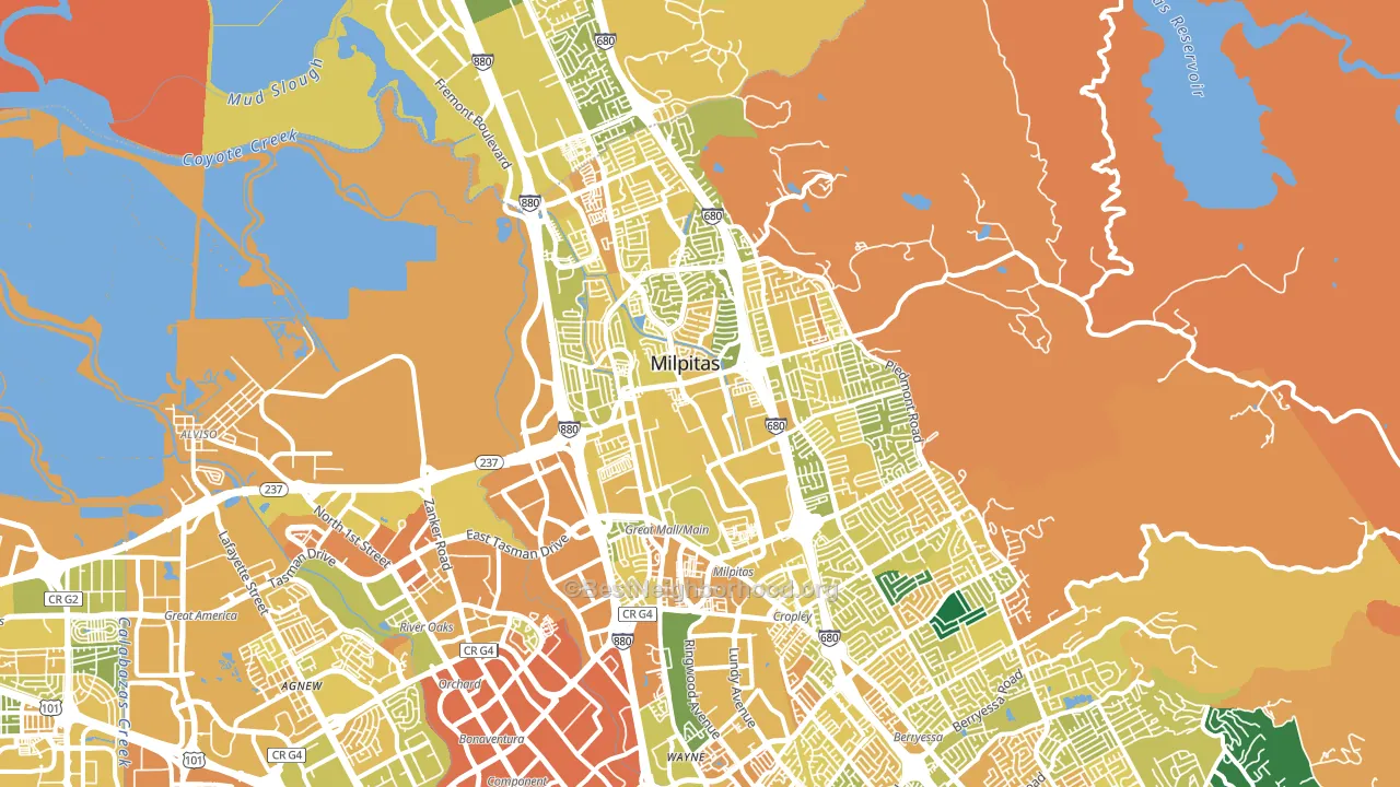 Milpitas, CA block-group voter-turnout map