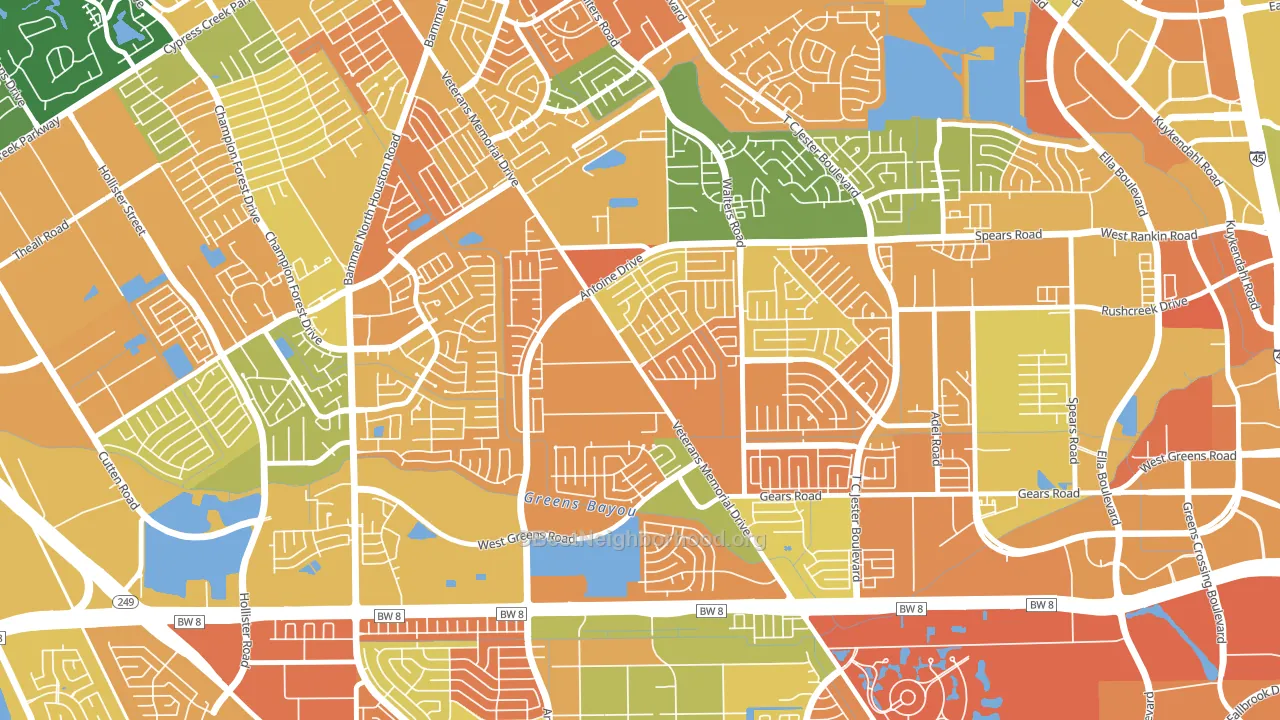 Milroy Farms, Houston, TX block-group voter-turnout map