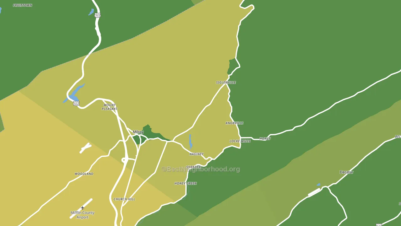 Milroy, PA block-group voter-turnout map