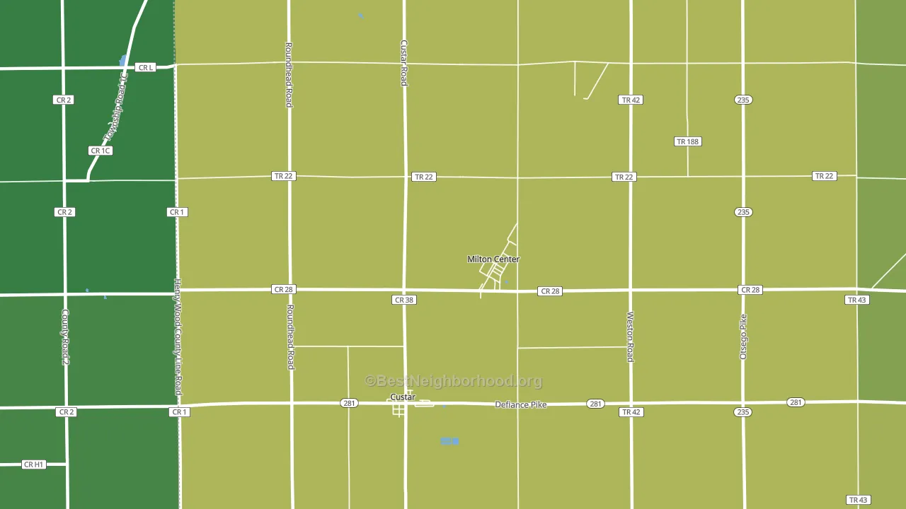 Milton Center, OH block-group voter-turnout map