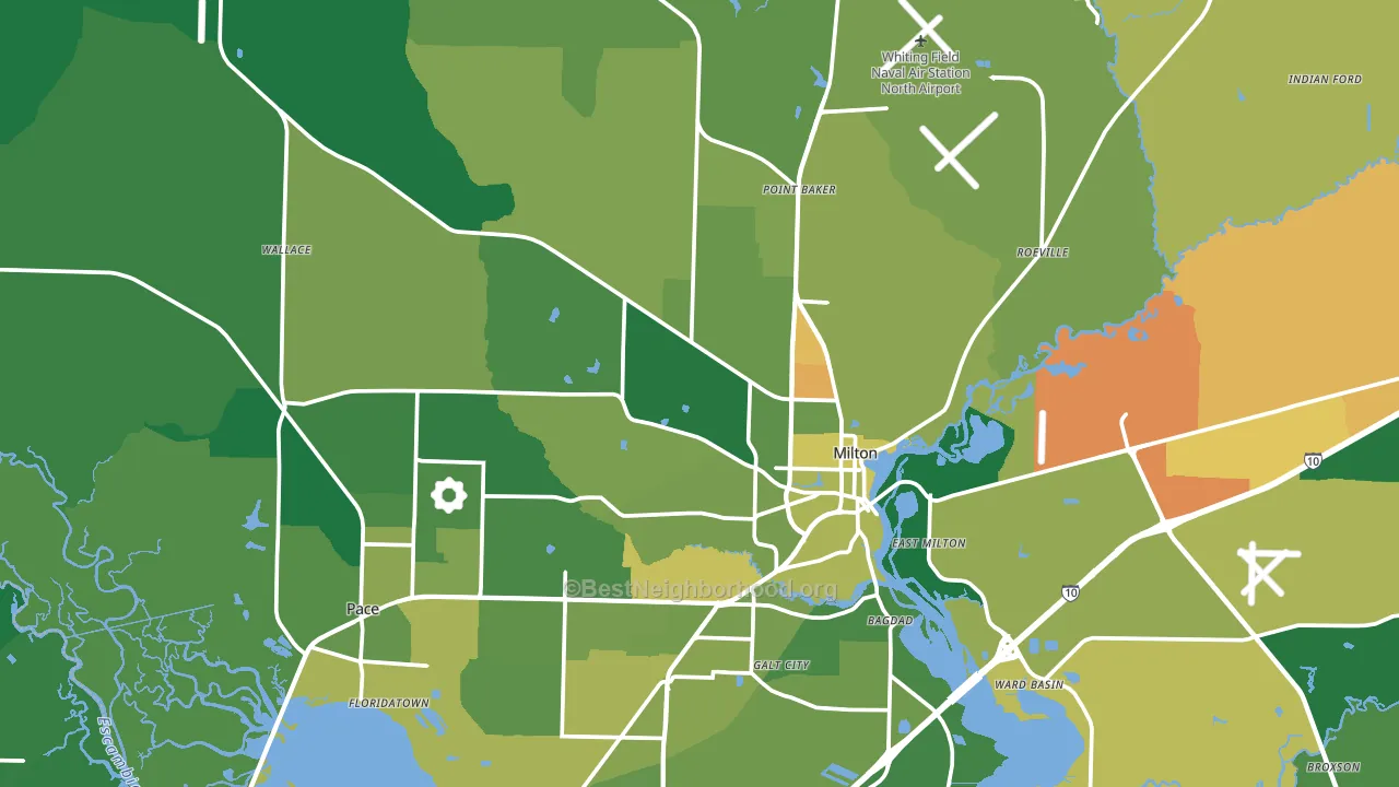 Milton, FL block-group voter-turnout map