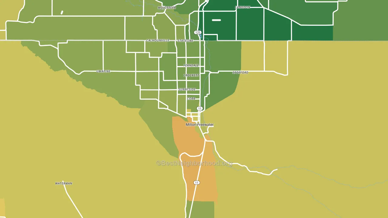 Milton-Freewater, OR block-group voter-turnout map