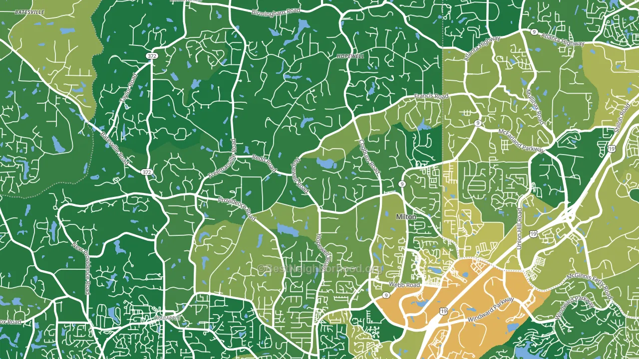 Milton, GA block-group voter-turnout map