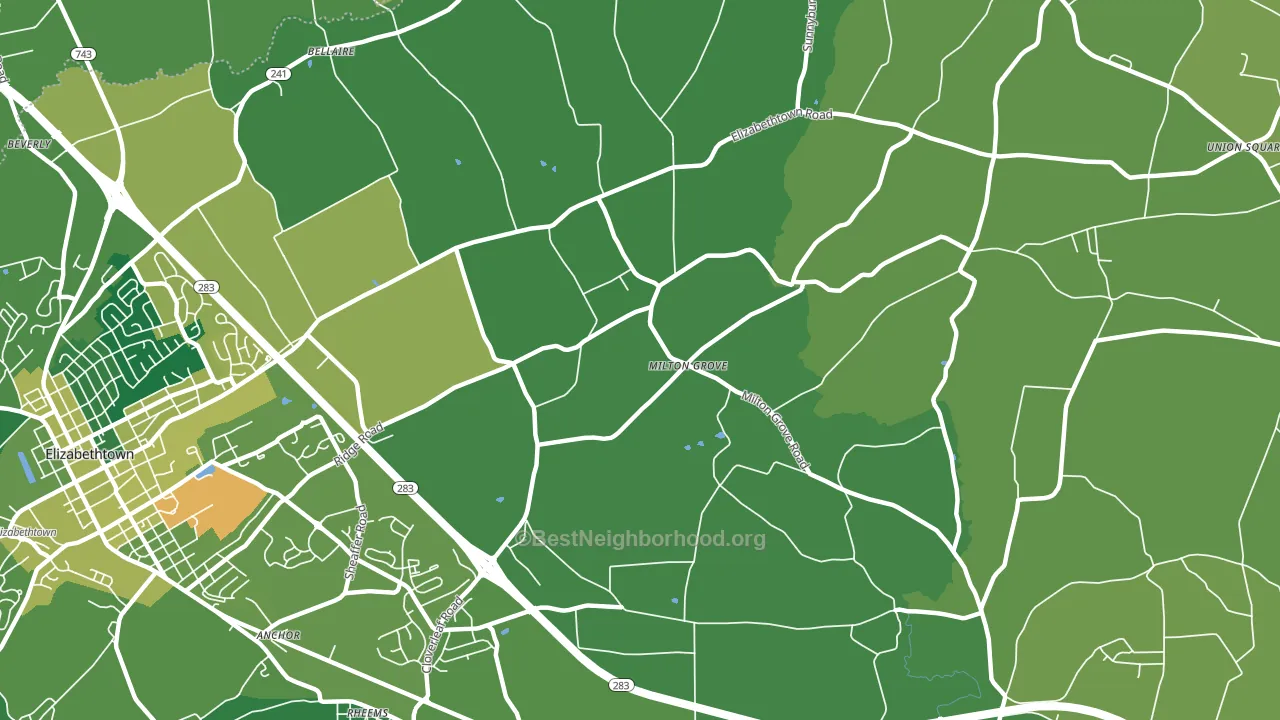 Milton Grove, PA block-group voter-turnout map