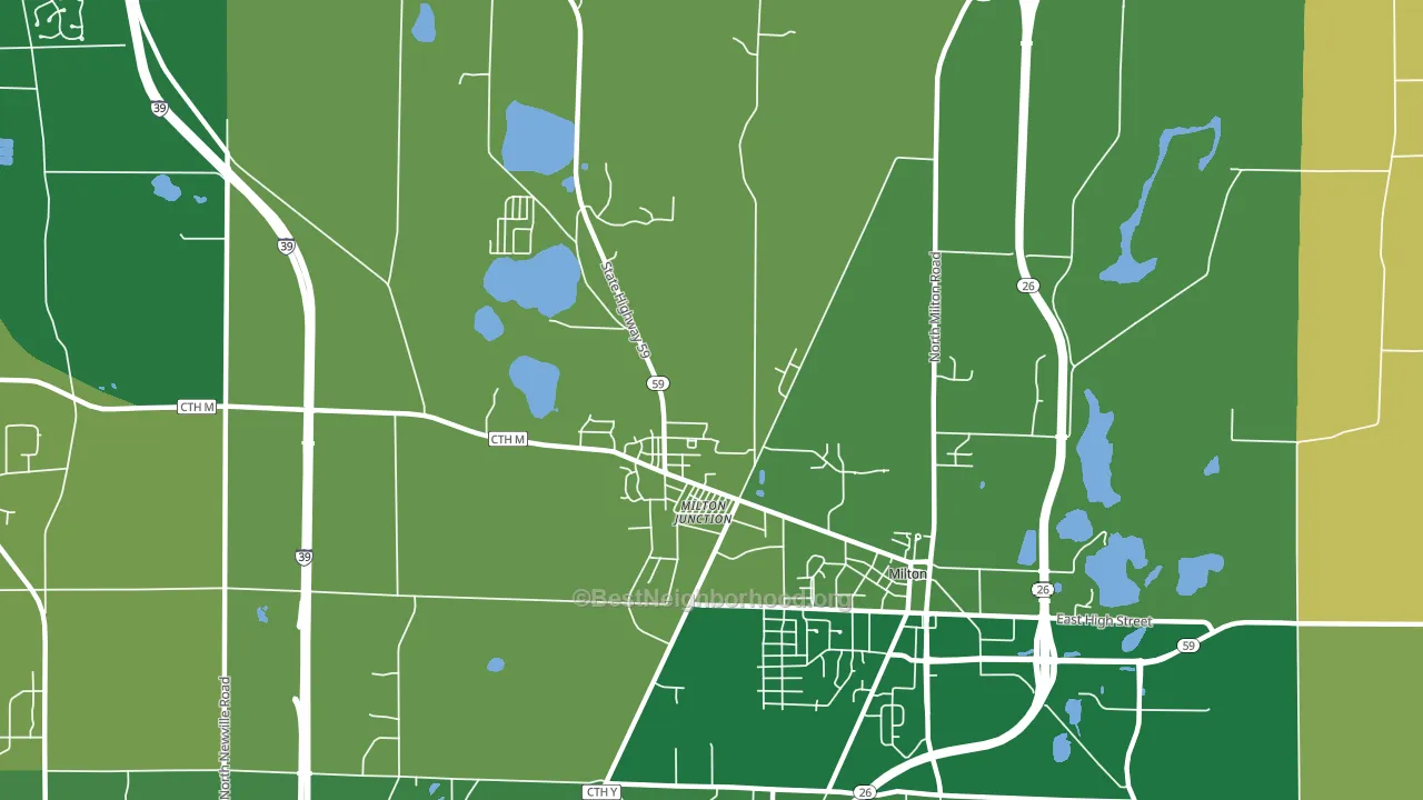 Milton Junction, WI block-group voter-turnout map