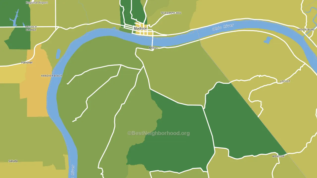 Milton, KY block-group voter-turnout map