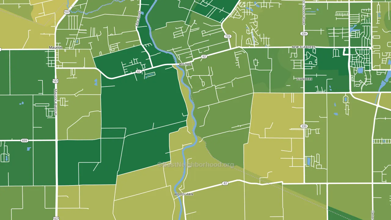 Milton, LA block-group voter-turnout map