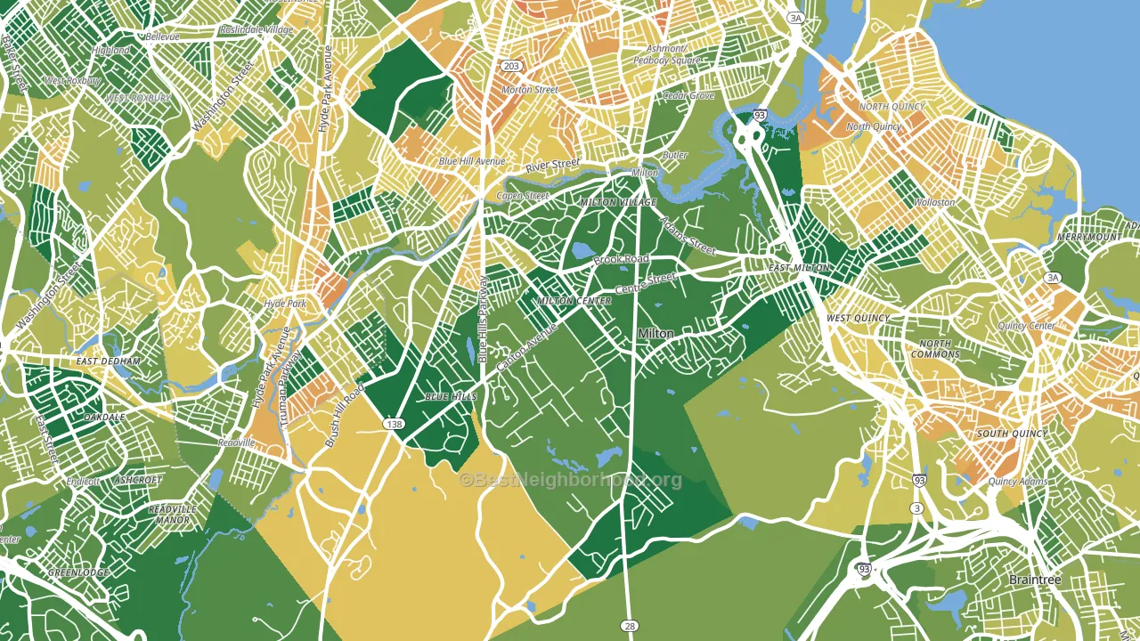 Milton, MA block-group voter-turnout map