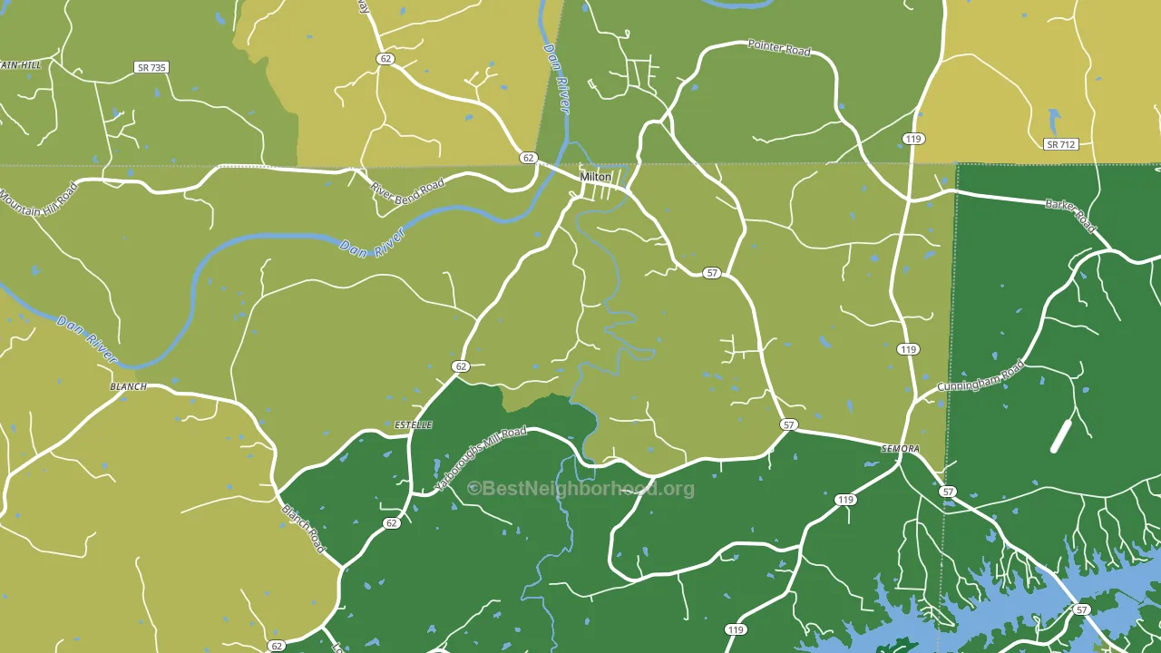 Milton, NC block-group voter-turnout map