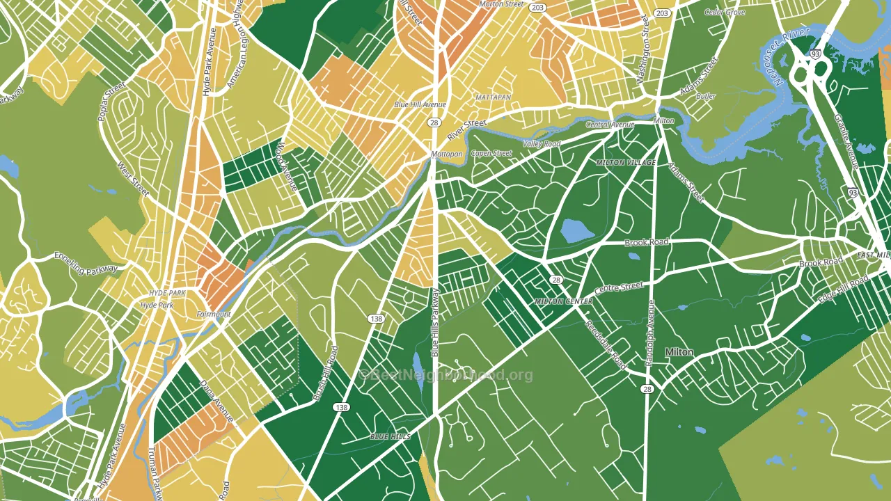 Milton Upper Mills, Milton, MA block-group voter-turnout map