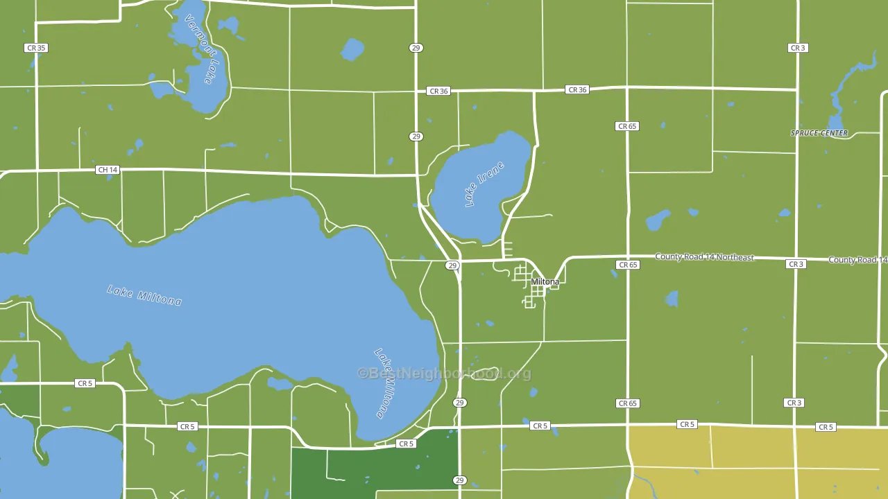 Miltona, MN block-group voter-turnout map