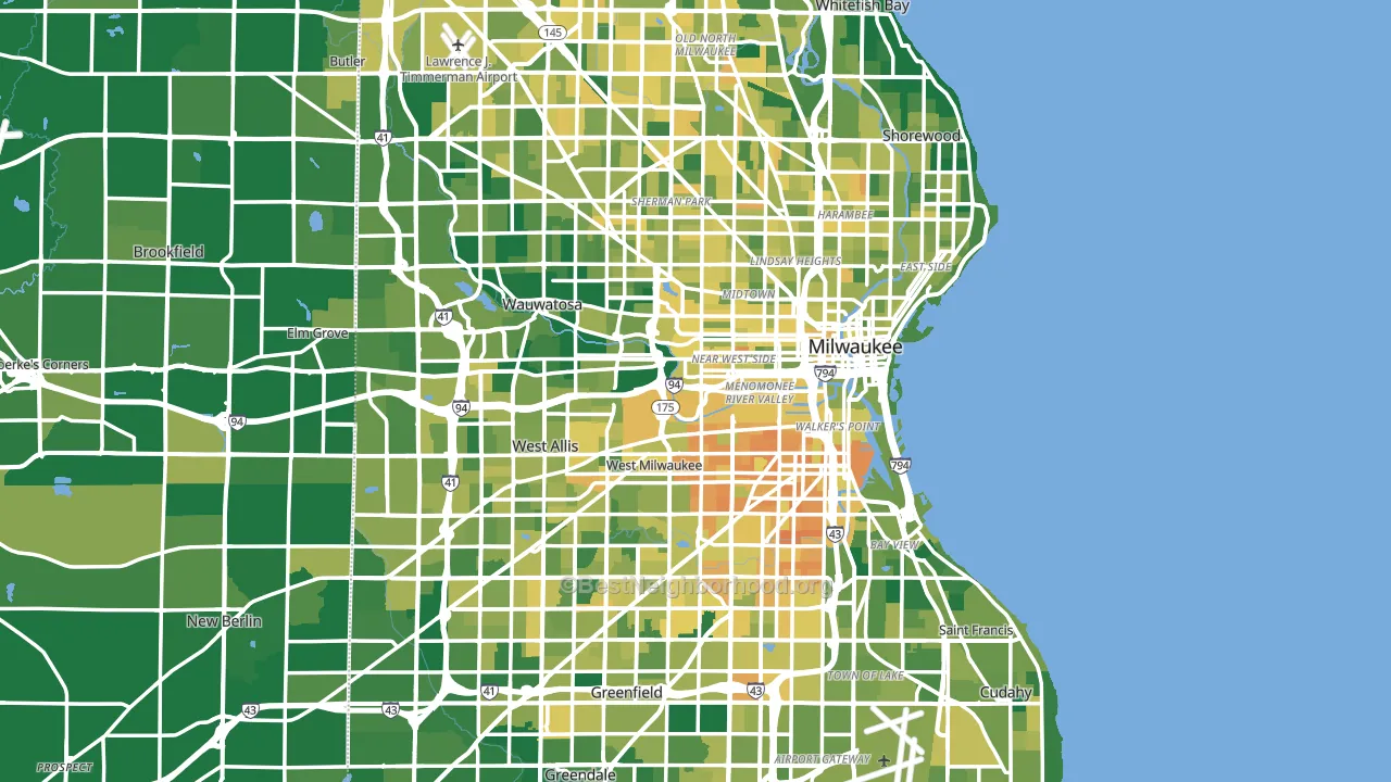 Milwaukee County, WI block-group voter-turnout map