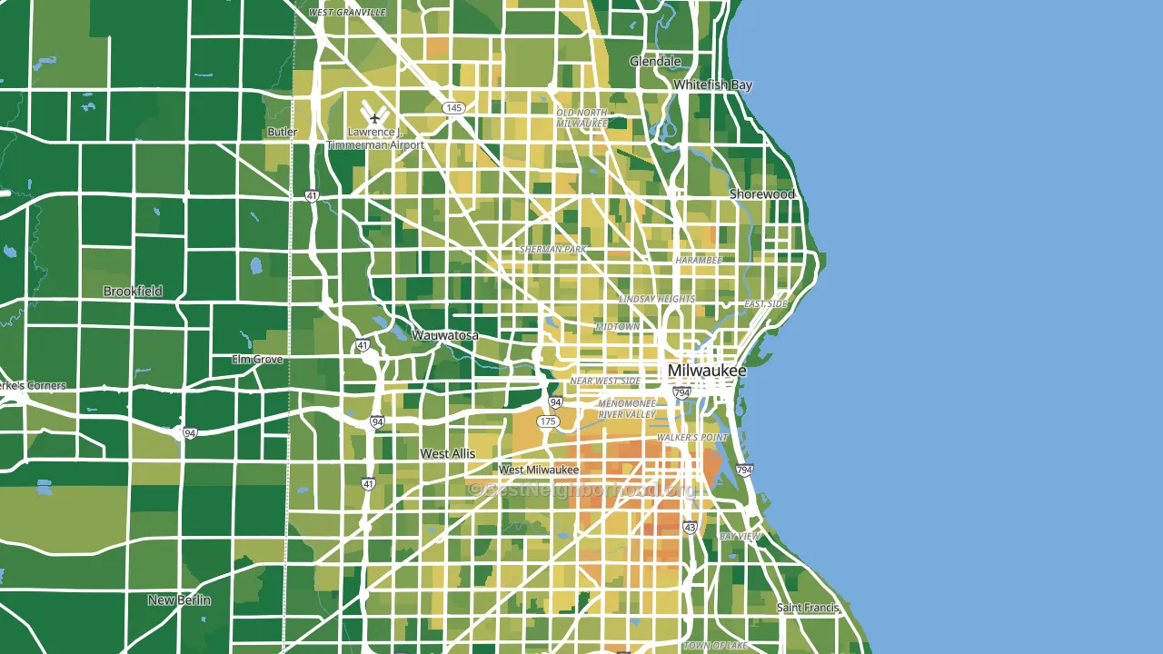 Milwaukee, WI block-group voter-turnout map