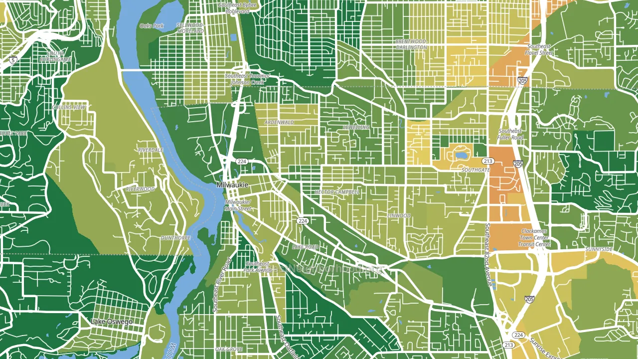 Milwaukie, OR block-group voter-turnout map