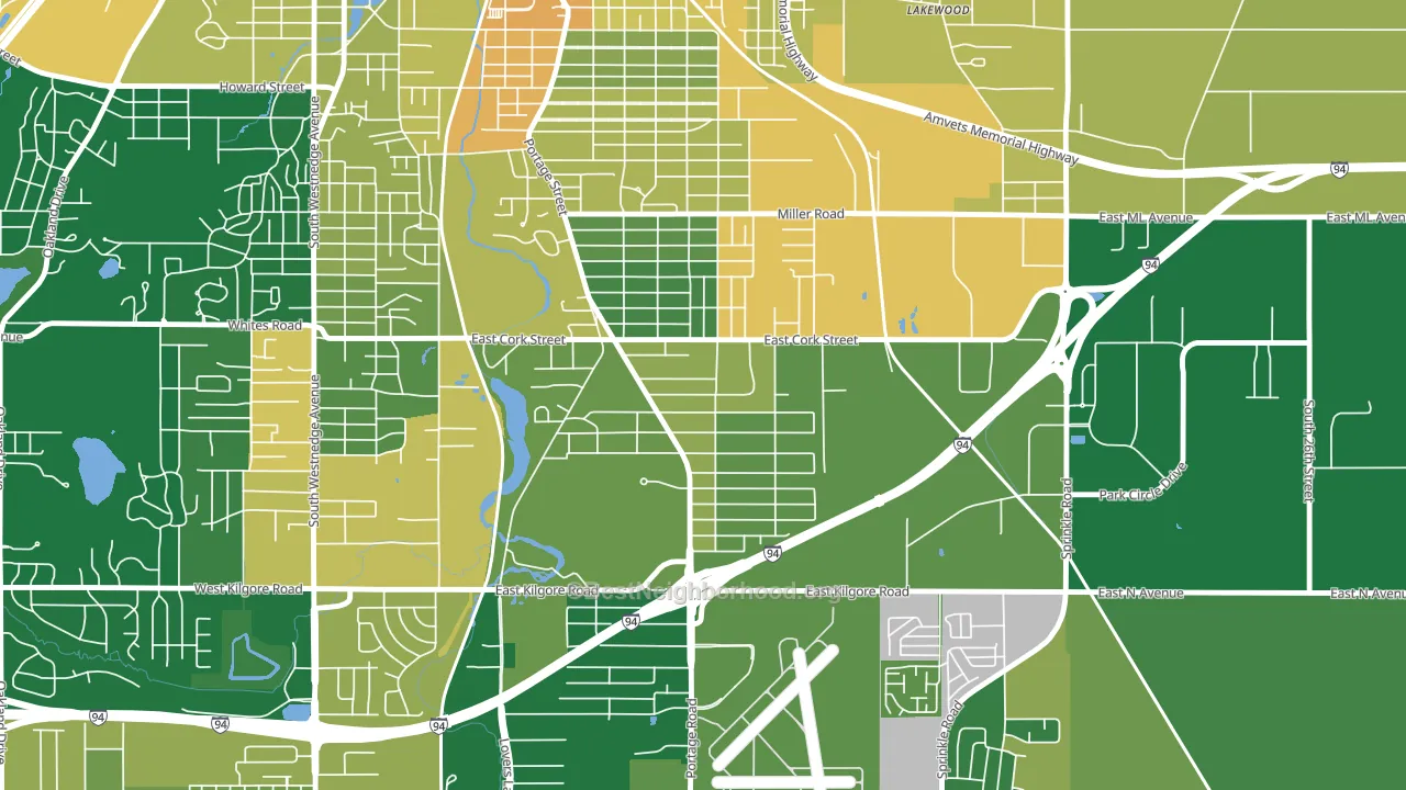 Milwood, Kalamazoo, MI block-group voter-turnout map