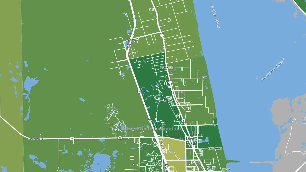 Mims, FL block-group voter-turnout map