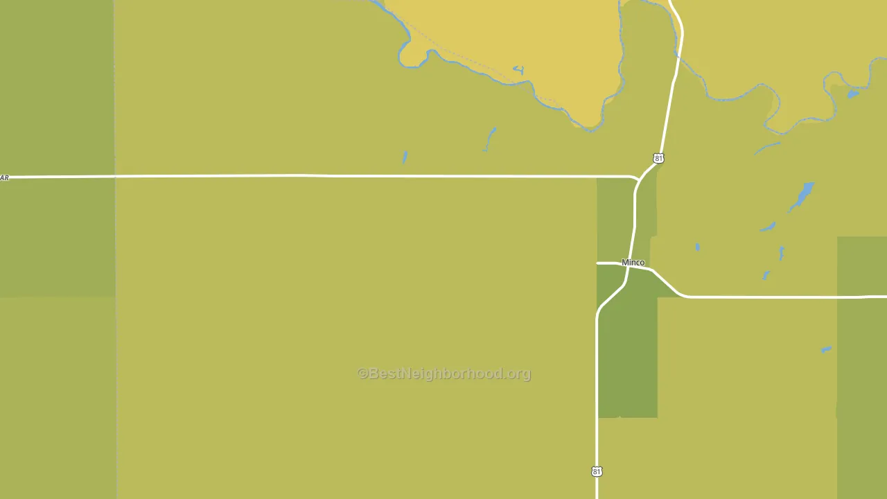 Minco, OK block-group voter-turnout map