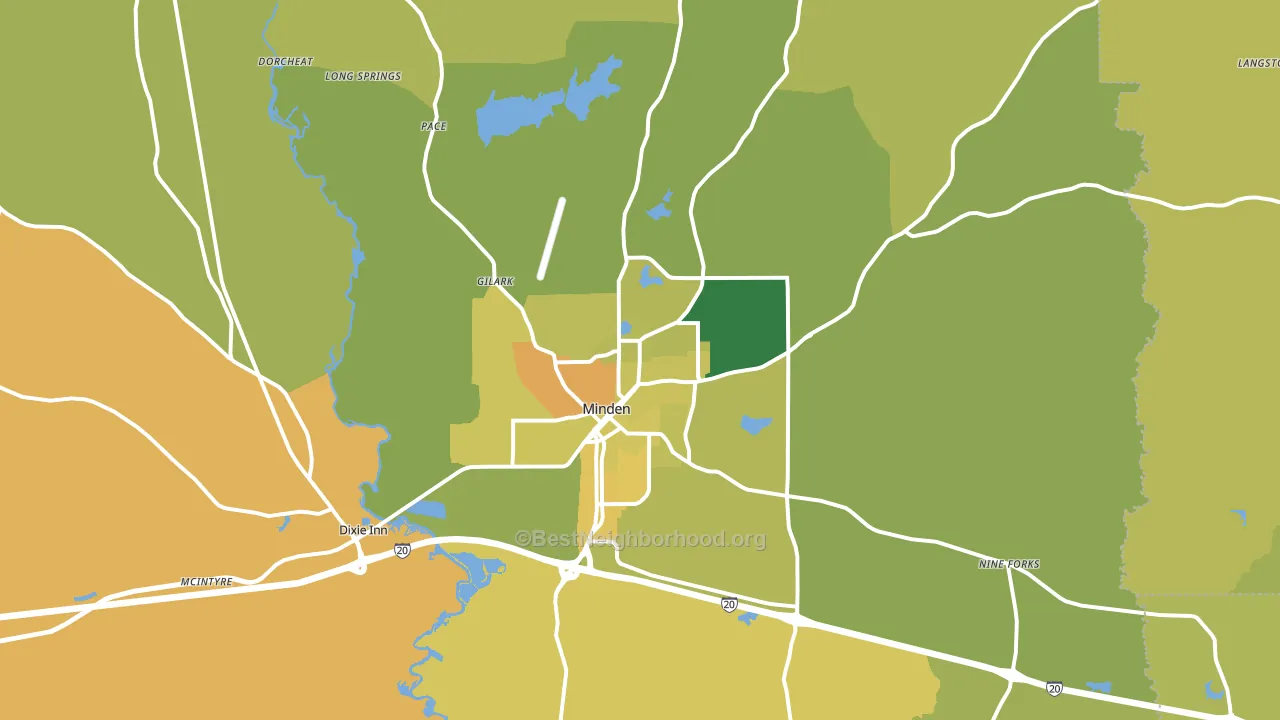 Minden, LA block-group voter-turnout map