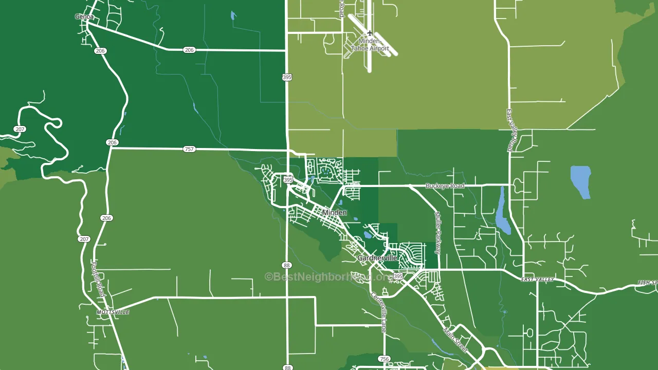 Minden, NV block-group voter-turnout map