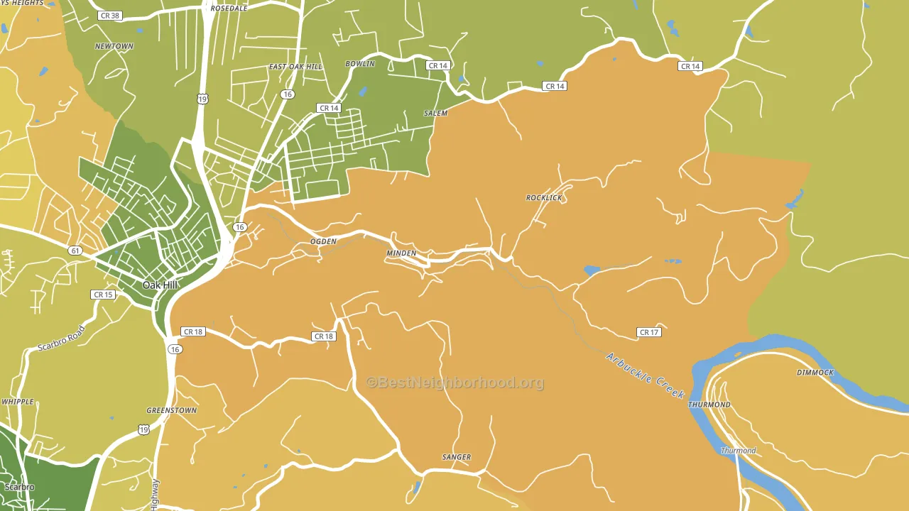 Minden, WV block-group voter-turnout map