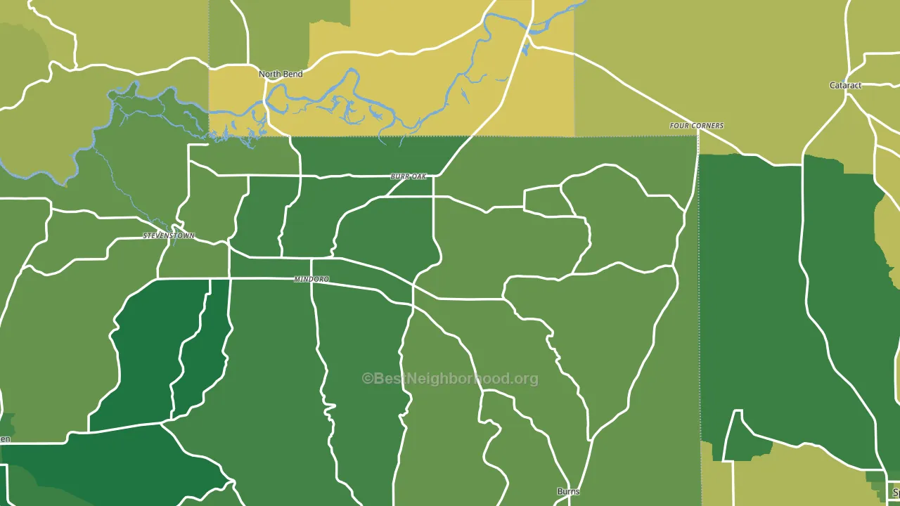 Mindoro, WI block-group voter-turnout map