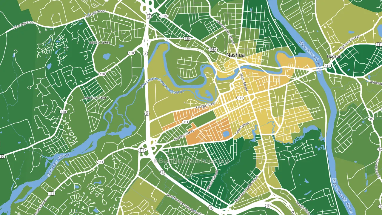 Mine Falls Park, Nashua, NH block-group voter-turnout map
