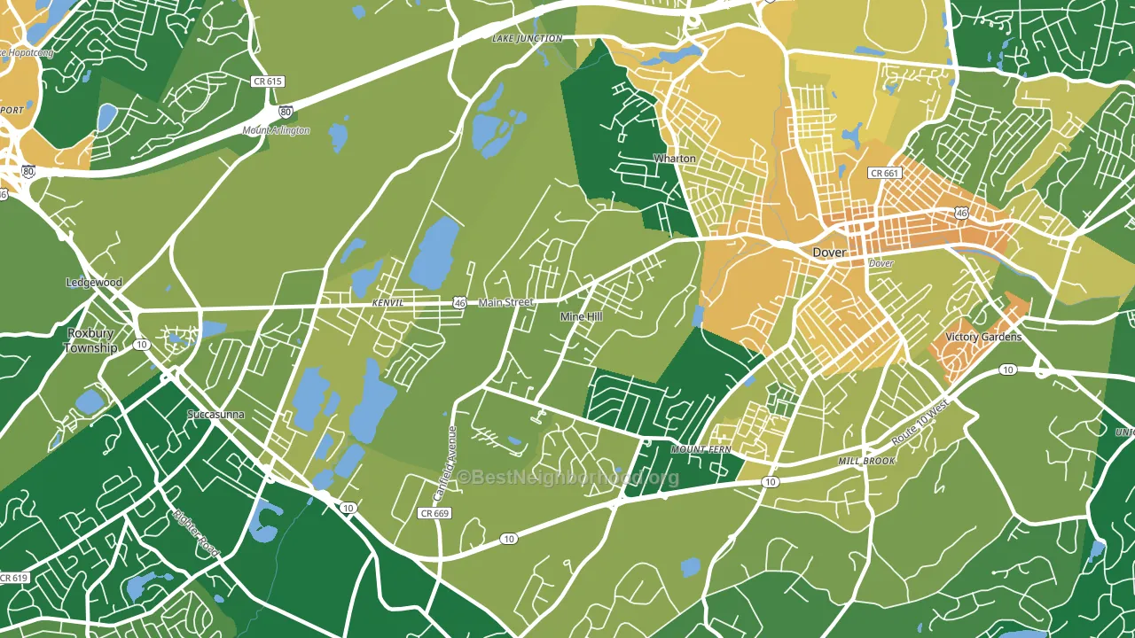 Mine Hill, NJ block-group voter-turnout map