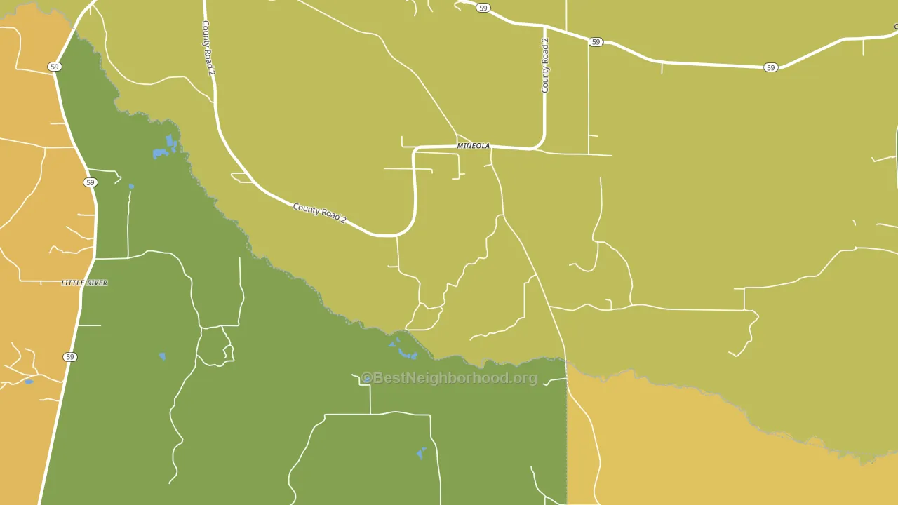 Mineola, AL block-group voter-turnout map