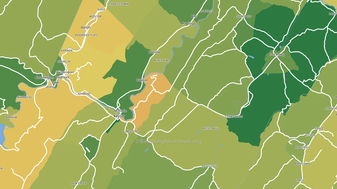 Mineral County, WV block-group voter-turnout map