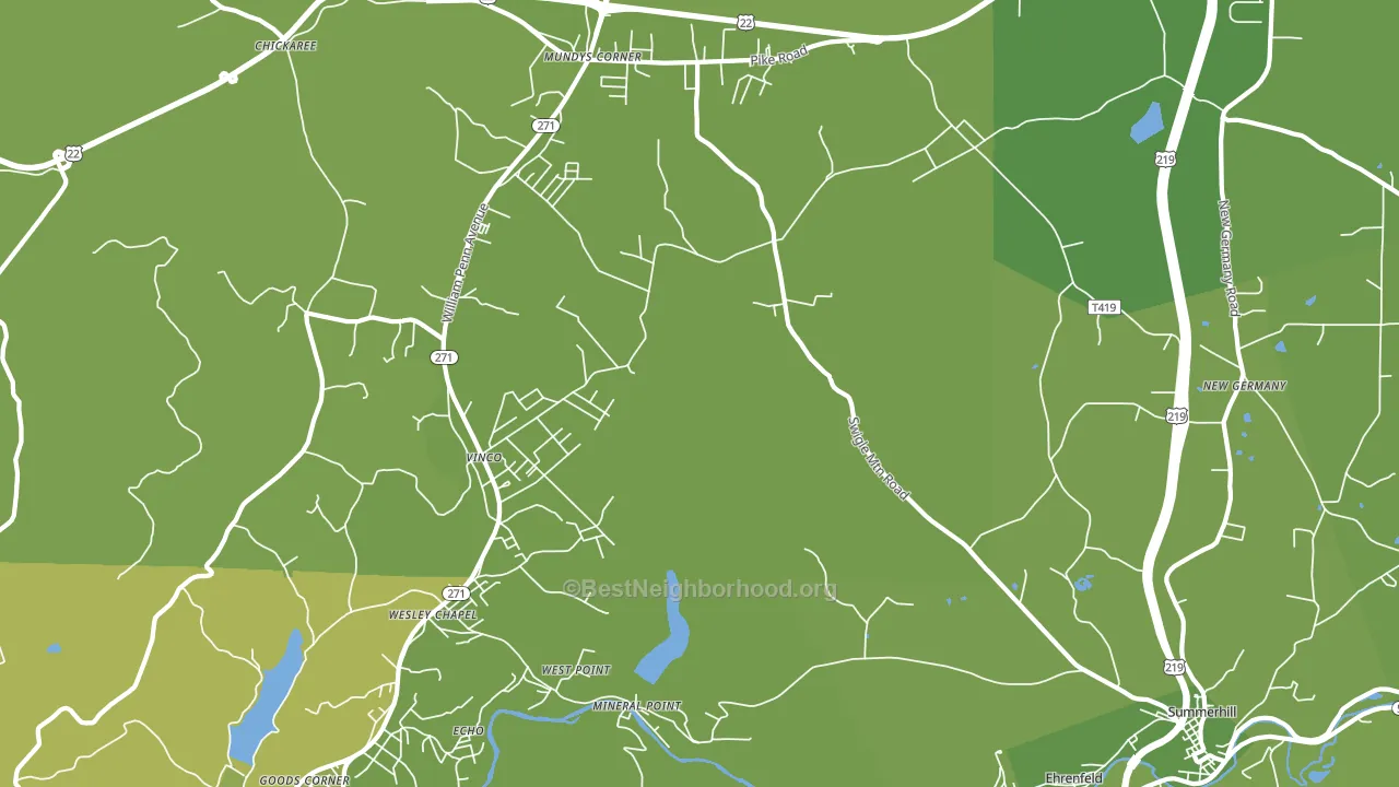 Mineral Point, PA block-group voter-turnout map
