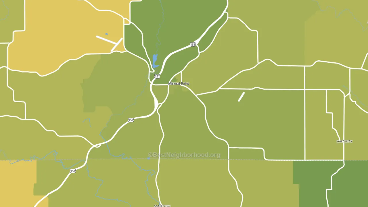 Mineral Point, WI block-group voter-turnout map