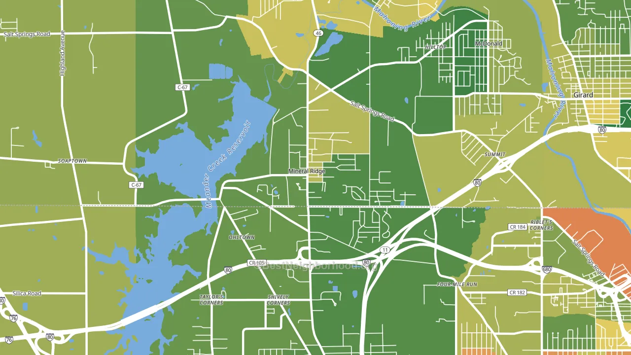Mineral Ridge, OH block-group voter-turnout map