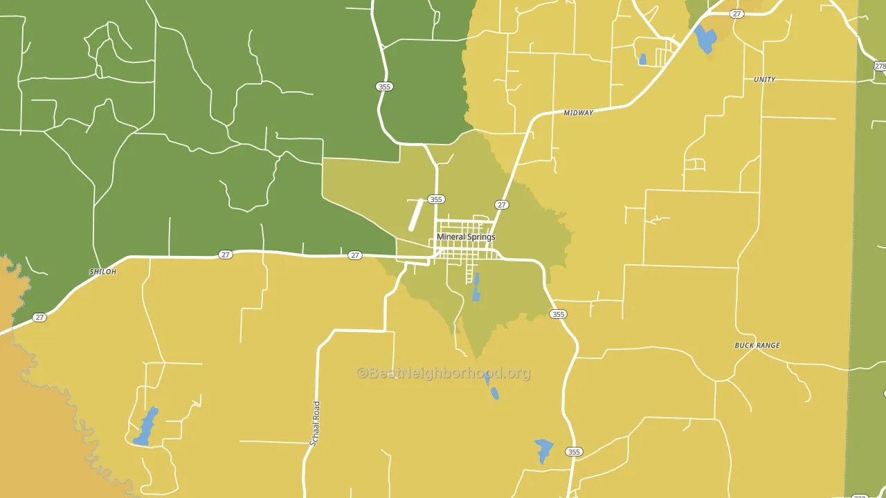 Mineral Springs, AR block-group voter-turnout map