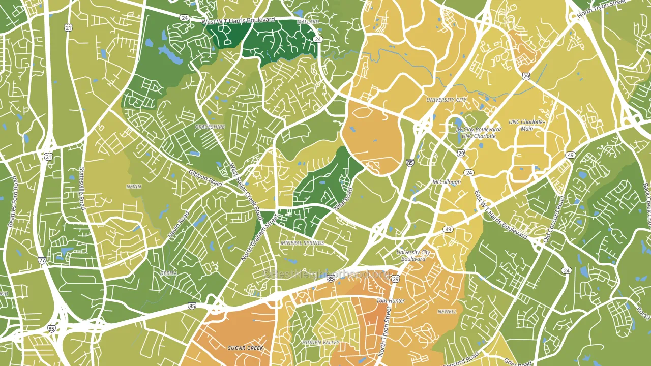 Mineral Springs-Rumble Road, Charlotte, NC block-group voter-turnout map