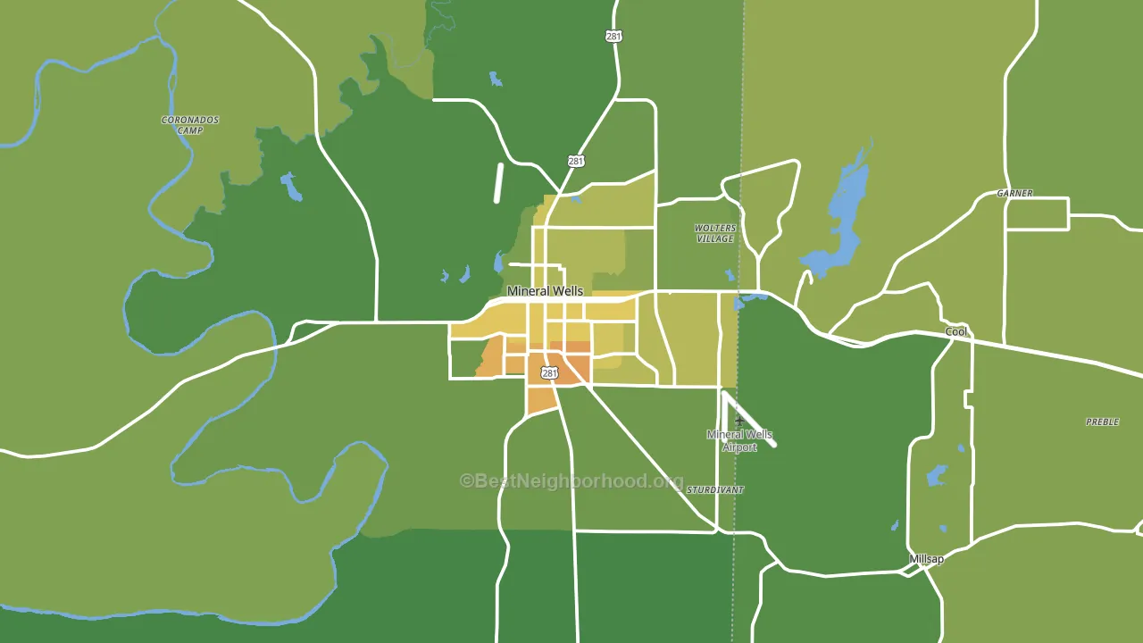 Mineral Wells, TX block-group voter-turnout map