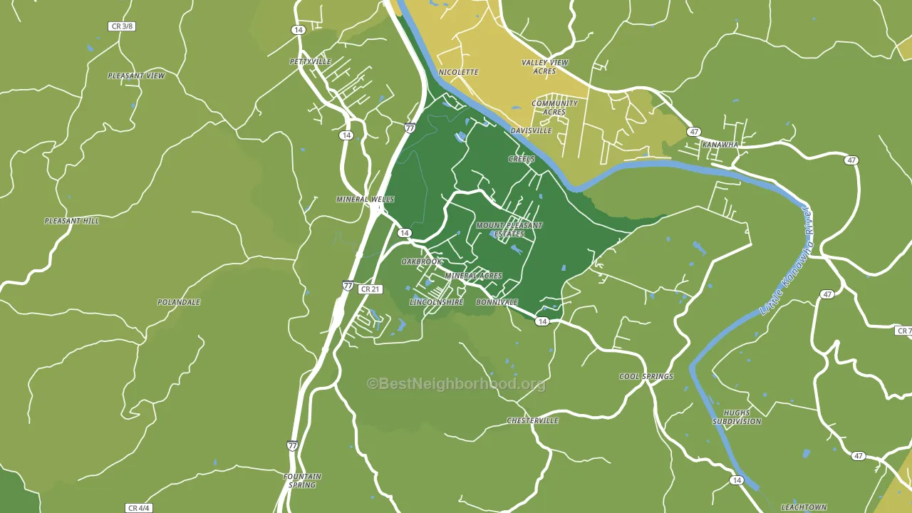 Mineralwells, WV block-group voter-turnout map