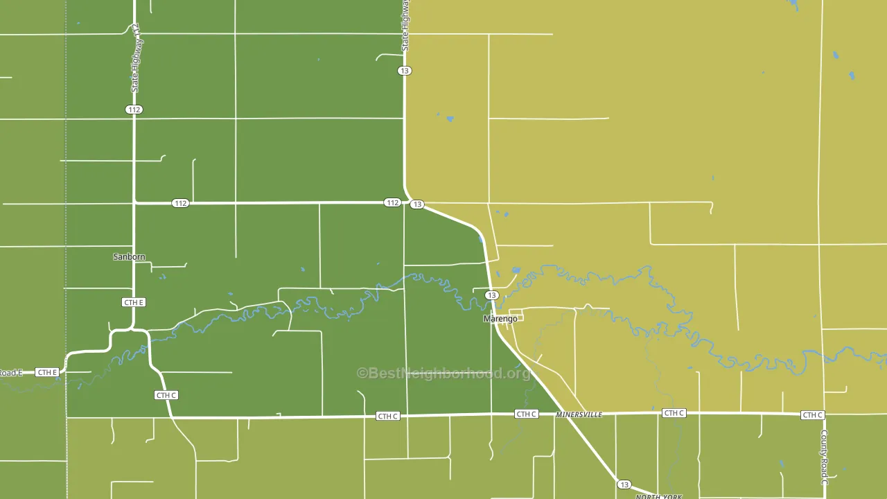 Minersville, WI block-group voter-turnout map