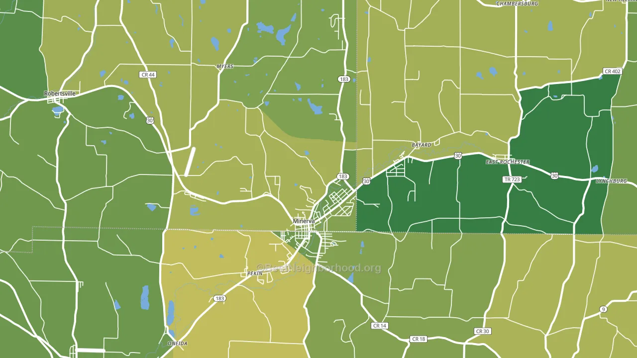 Minerva, OH block-group voter-turnout map