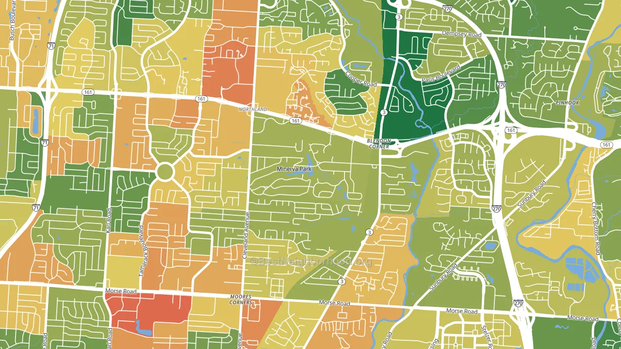 Minerva Park, OH block-group voter-turnout map