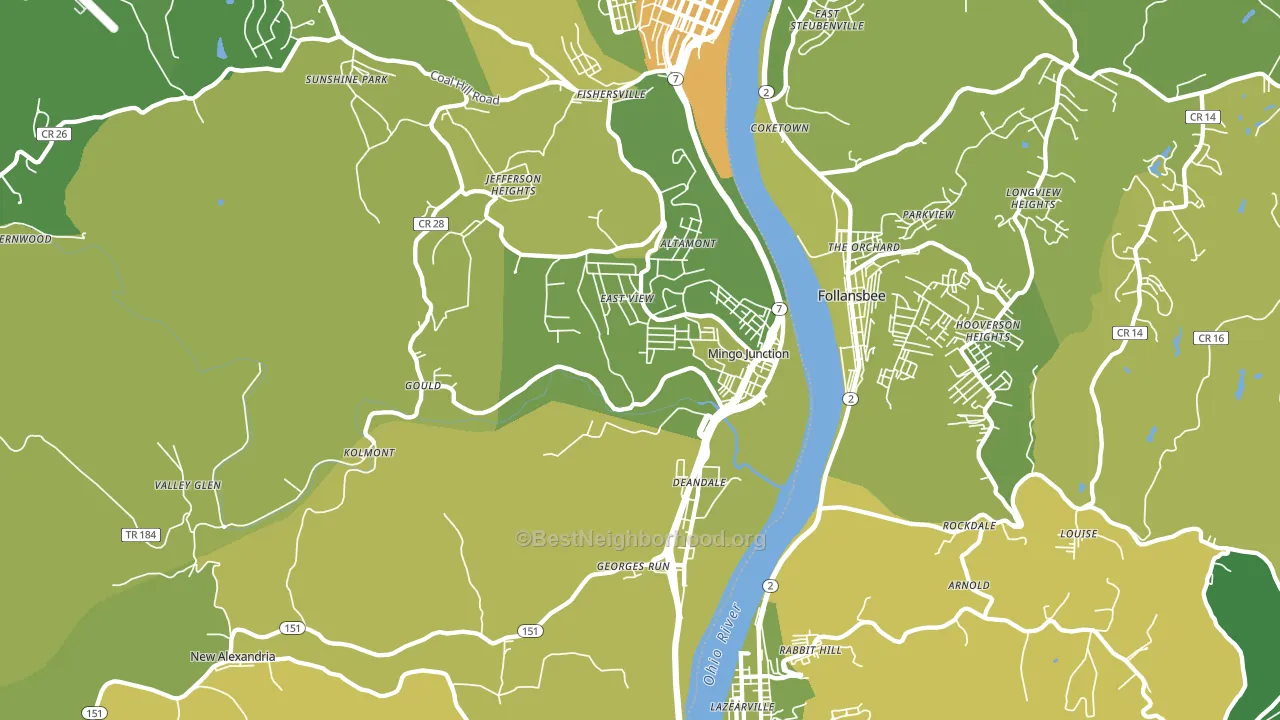 Mingo Junction, OH block-group voter-turnout map