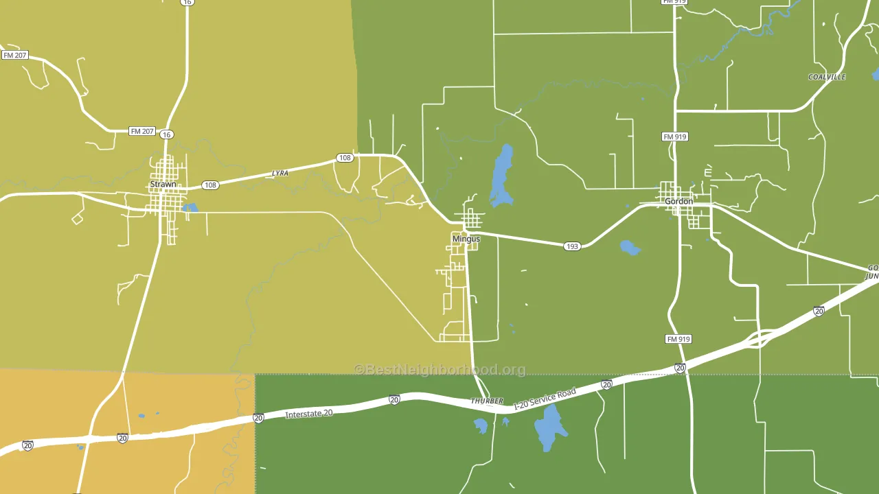 Mingus, TX block-group voter-turnout map