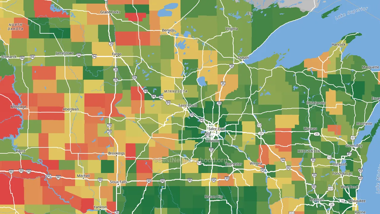 Minnesota block-group voter-turnout map