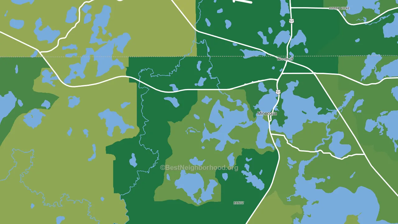 Minocqua, WI block-group voter-turnout map