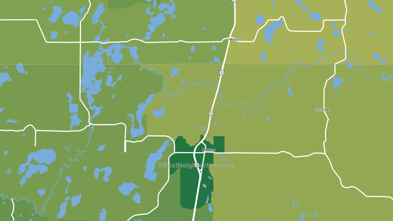 Minong, WI block-group voter-turnout map