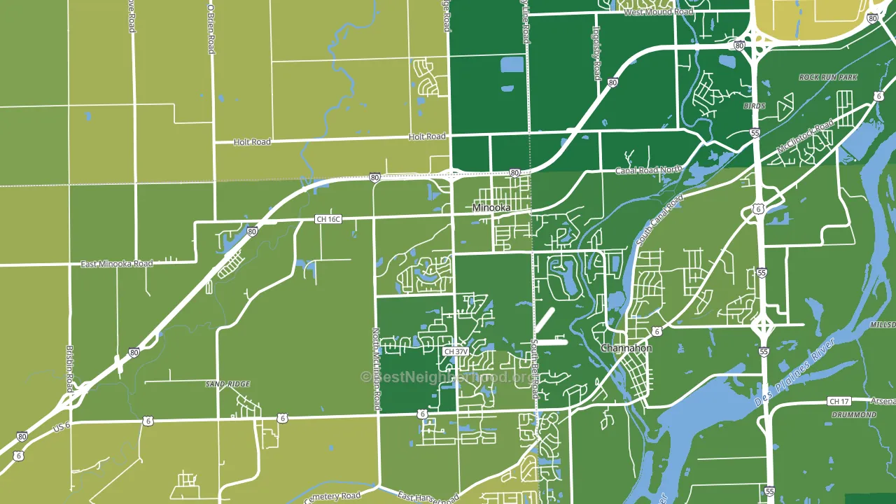 Minooka, IL block-group voter-turnout map