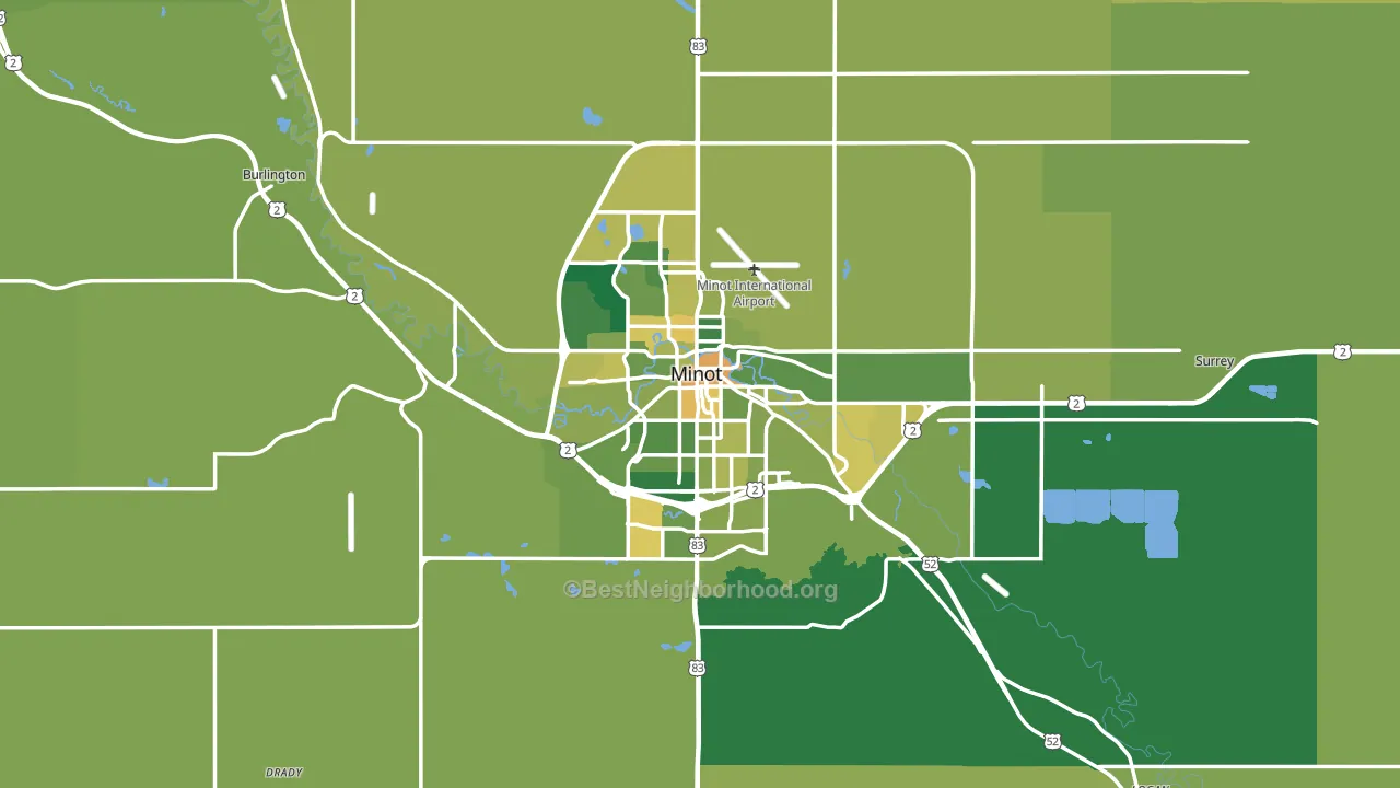 Minot, ND block-group voter-turnout map