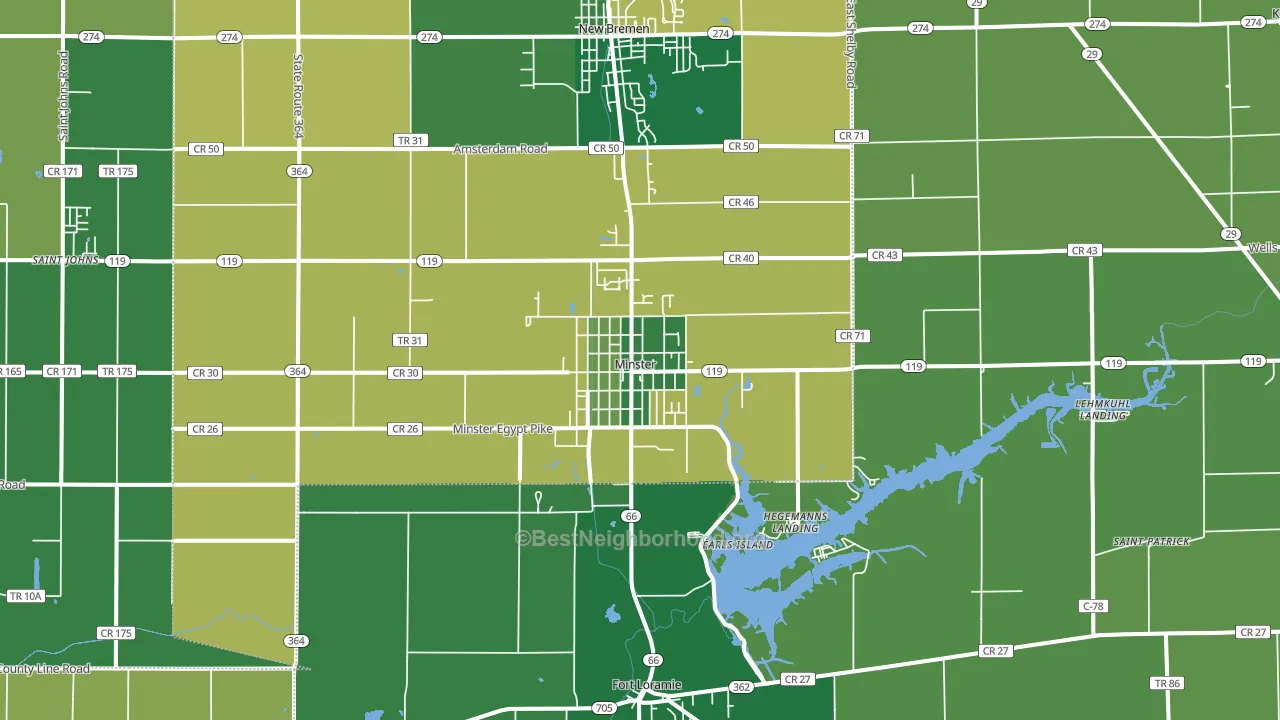 Minster, OH block-group voter-turnout map