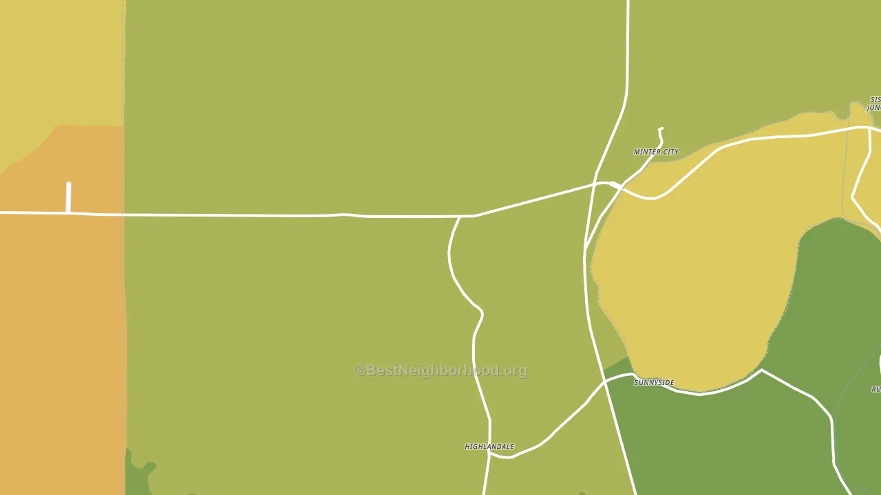Minter City, MS block-group voter-turnout map